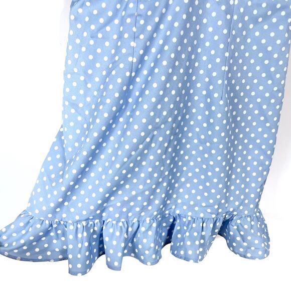 SOLD-More to Come Mayra Ruffle Dress Blue Polka Dot V-Neck Sleeveless Mini Sz XS - Picture 8 of 12